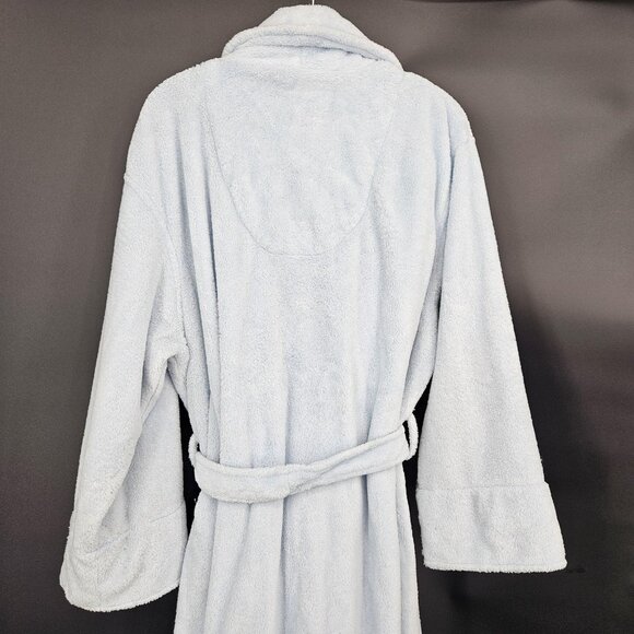 Stan Herman Robe Womens L/XL Light Blue Plush Fleece Belted Shawl Collar Pockets - Picture 9 of 12